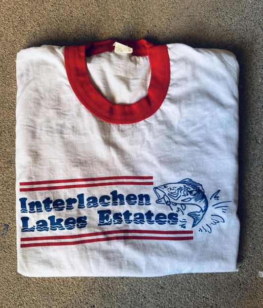 vintage 80's LARGE MOUTH BASS ringer T shirt SCREEN STARS large MADE IN USA
