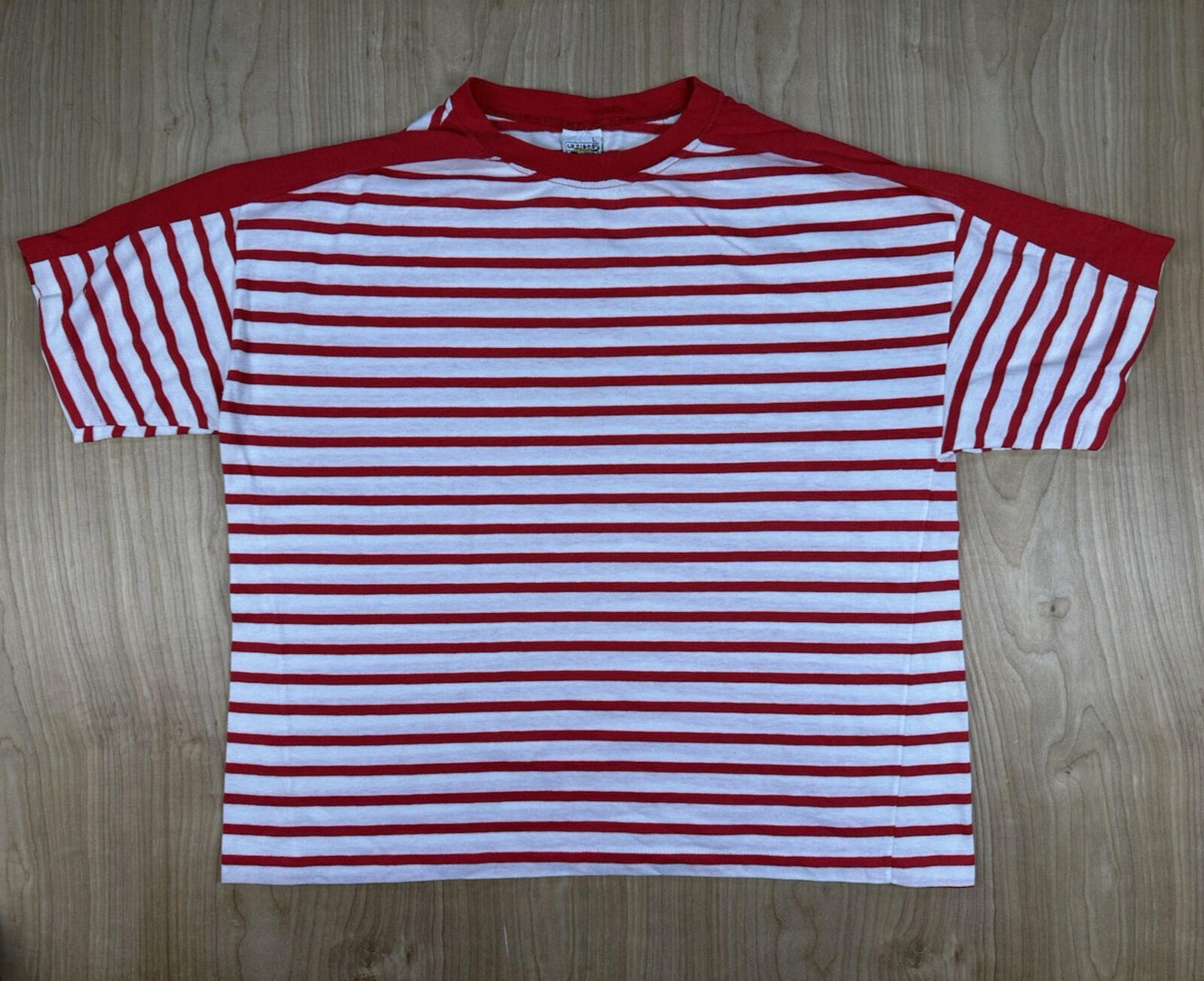 vintage 80's LE TIGRE red and white striped TOP beachy SAILOR GIRL punk LARGE