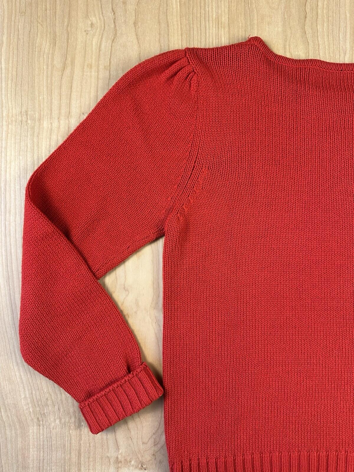 vintage 1980's CAT SWEATER handmade PUFFY SLEEVE red WHITE KITTY valley girl WOW