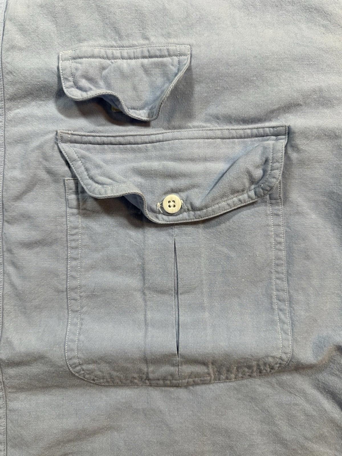 vintage 80's ORVIS button down FISHING SHIRT 100% cotton CHAMBRAY three pockets