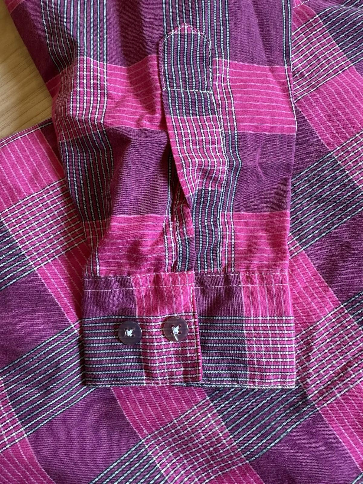 vintage 80's womans Blouse button up SHIRT pink NEW WAVE punk DISCO medium