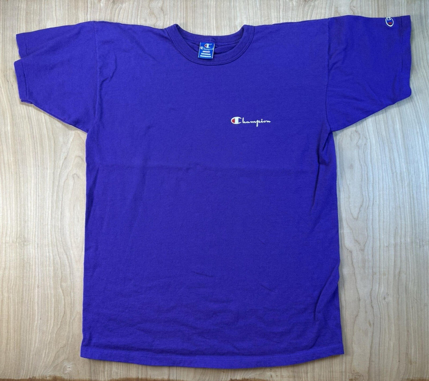 vintage 80's CHAMPION logo T SHIRT purple ALL COTTON made in USA xtra large