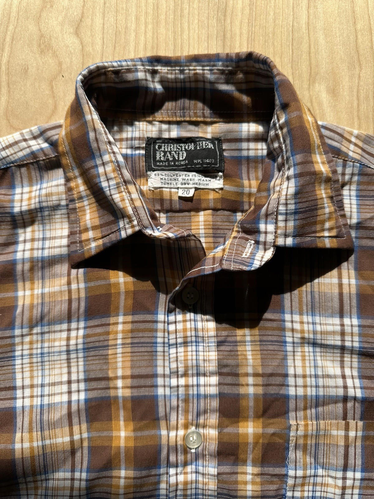 vintage 80's lightweight plaid MENS BUTTON UP western CHRISTOPHER RAND indie