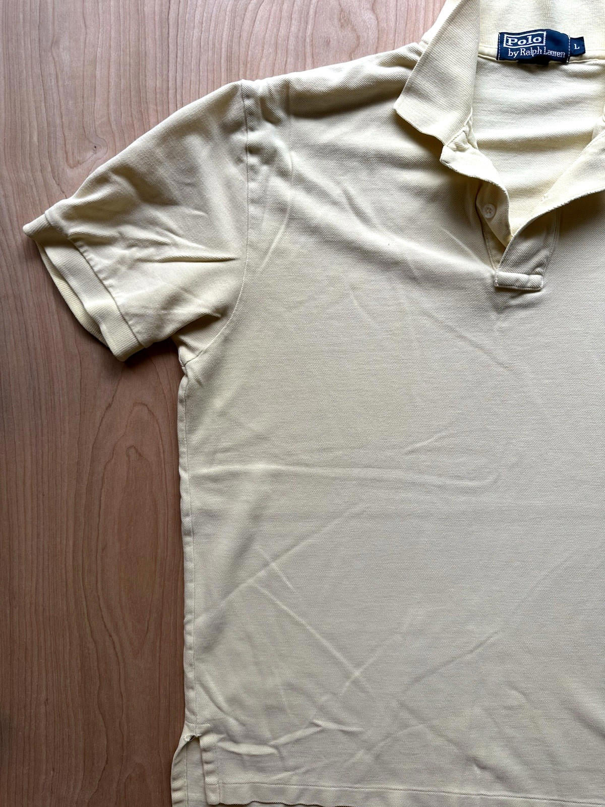 vintage 90's POLO shirt RALPH LAUREN yellow WORN faded BROKEN IN shredded SOFT