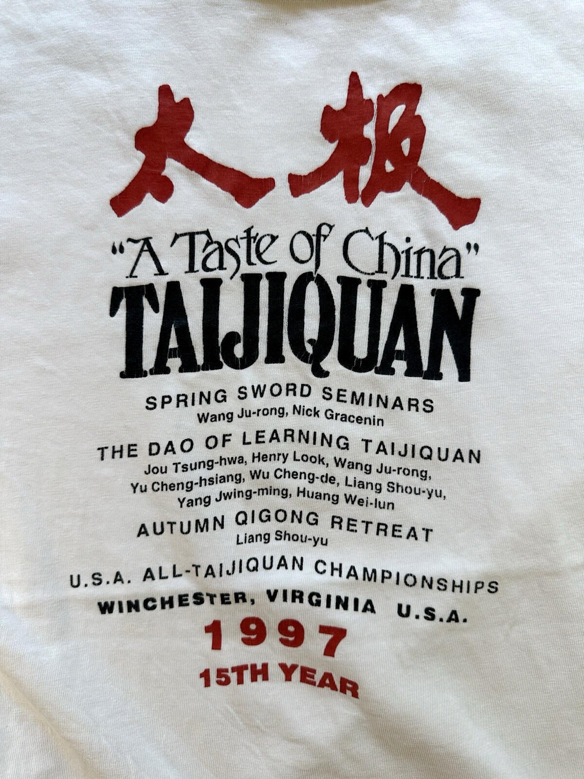 vintage 1997 TAIJIQUAN tai chi retreat T SHIRT hanes BEEFY T medium DAO swords