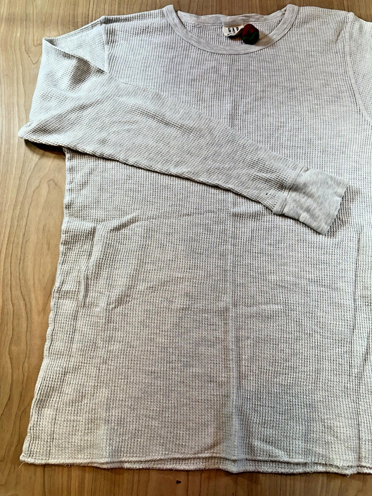 vintage 1980's GAP waffle THERMAL long john GRAY long sleeve COTTON clean MEDIUM