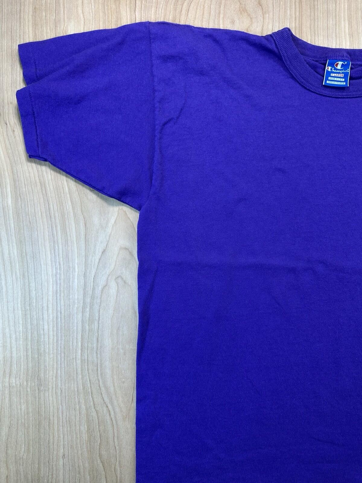 vintage 80's CHAMPION logo T SHIRT purple ALL COTTON made in USA xtra large