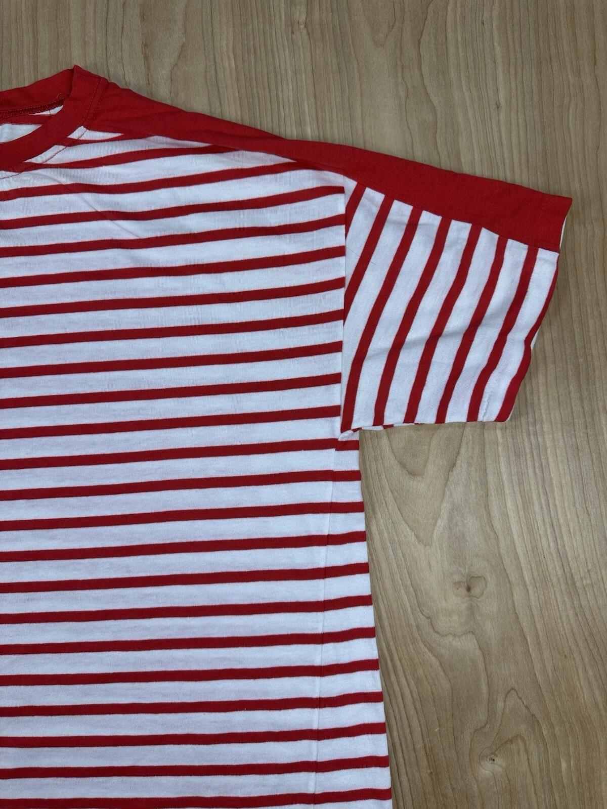 vintage 80's LE TIGRE red and white striped TOP beachy SAILOR GIRL punk LARGE