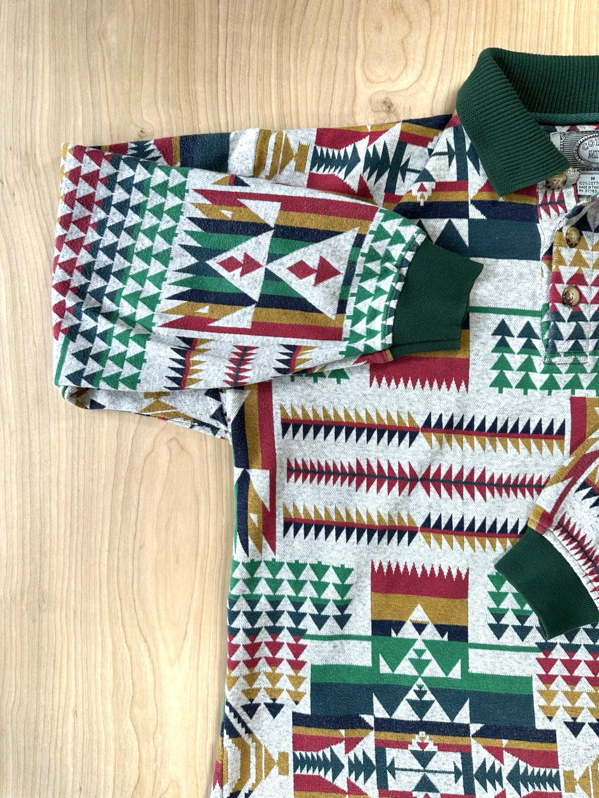 vintage 90's COTTON MILLS RUGBY southwestern NATIVE AMERICAN design AZTEC