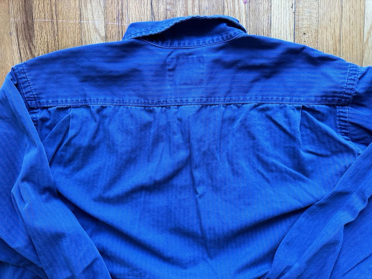 vintage 90's Abercrombie & fitch WORK SHIRT XL blue herringbone COTTON rare NICE