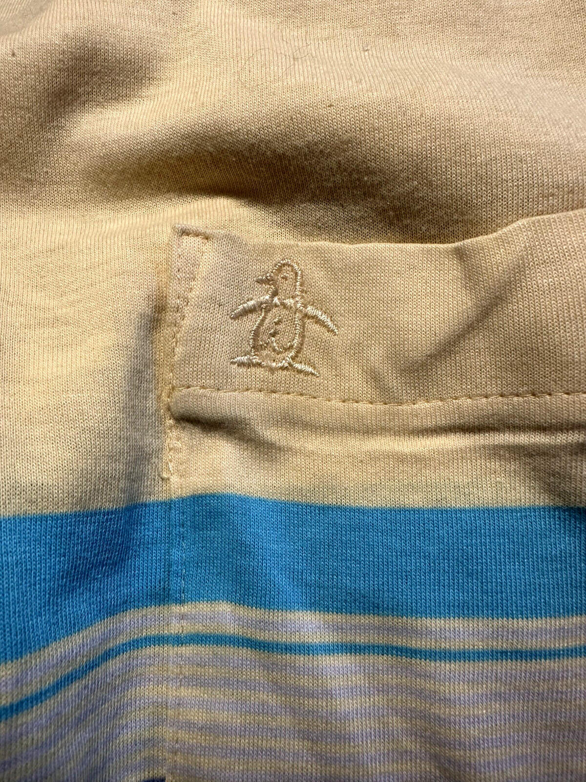 vintage PENGUINE munsingwear POLO pocket YELLOW striped prep golf indie rock