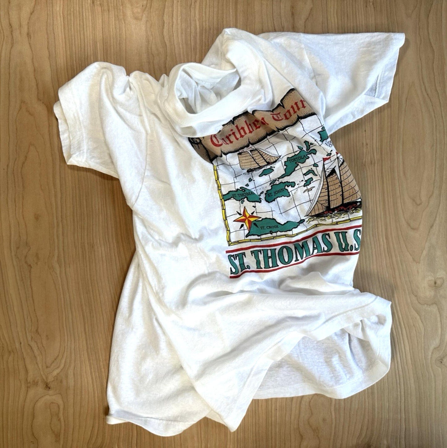 vintage CARIBBEAN TOUR shirt U.S. VIRGIN ISLANDS sailing PREP nautical