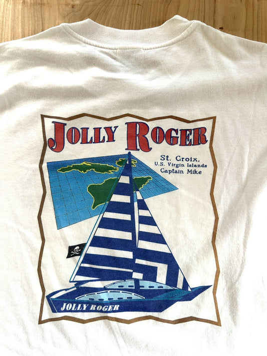 vintage 90's JOLLY ROGER CREW shirt SAILING st, Croix VIRGIN ISLANDS preppy