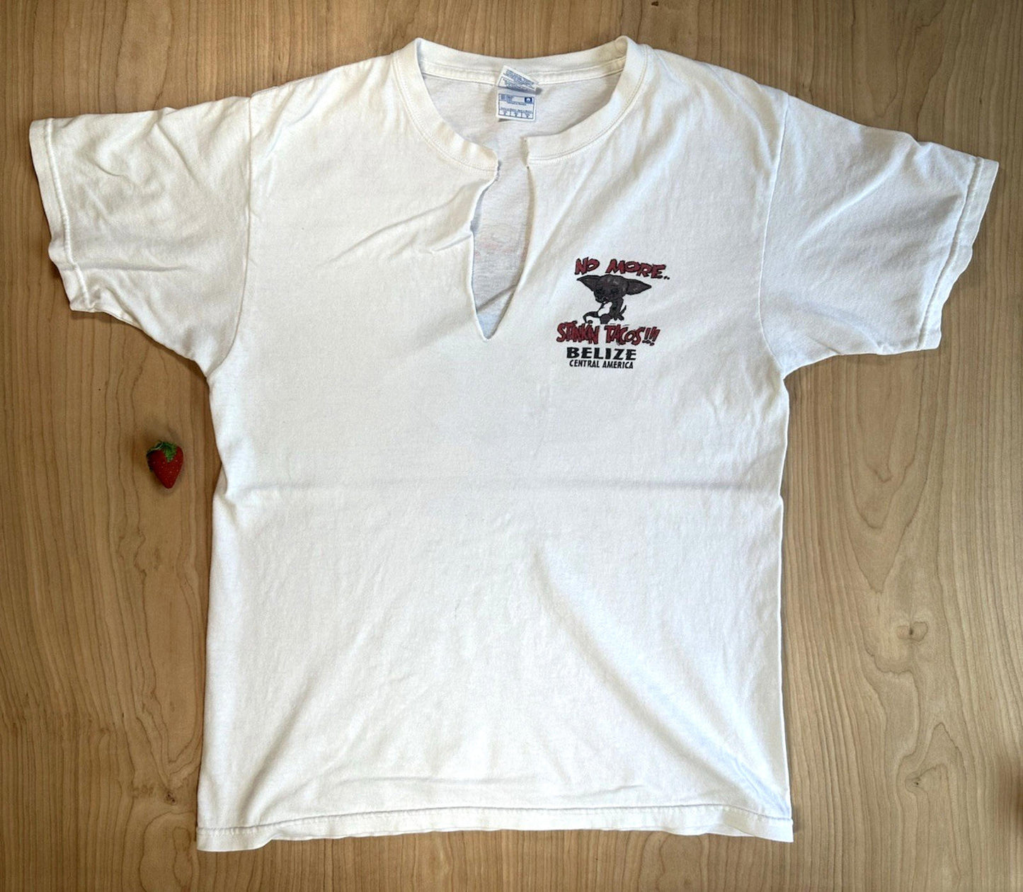 vintage BELIZE thrashed STINKY TACOS medium CUT COLLAR chihuahua SHREDDED