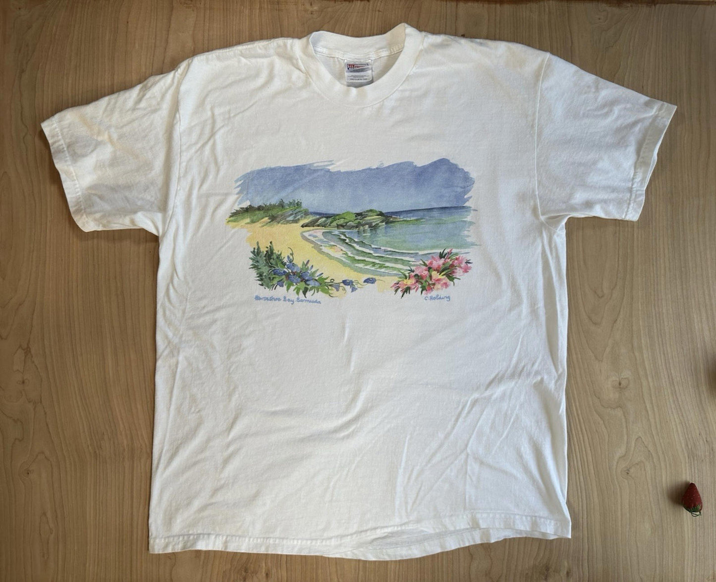 vintage BERMUDA horseshoe bay T SHIRT white XTRA LARGE beefy t !TOP SHIRT ALERT!