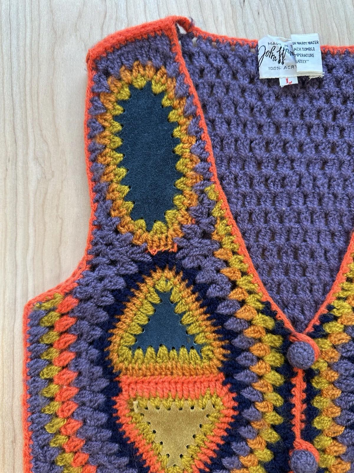 vintage 1960's CROCHET VEST hippy CHILDRENS boho JOHN WANAMAKER amazing LOOKY