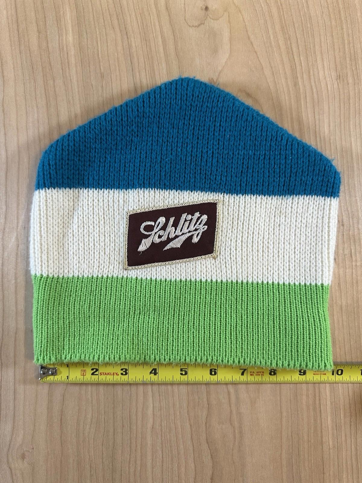 vintage 1980's SCHLITZ wool TOUKE hat POP PUNK patch BEER ski DOUBLE SIDED