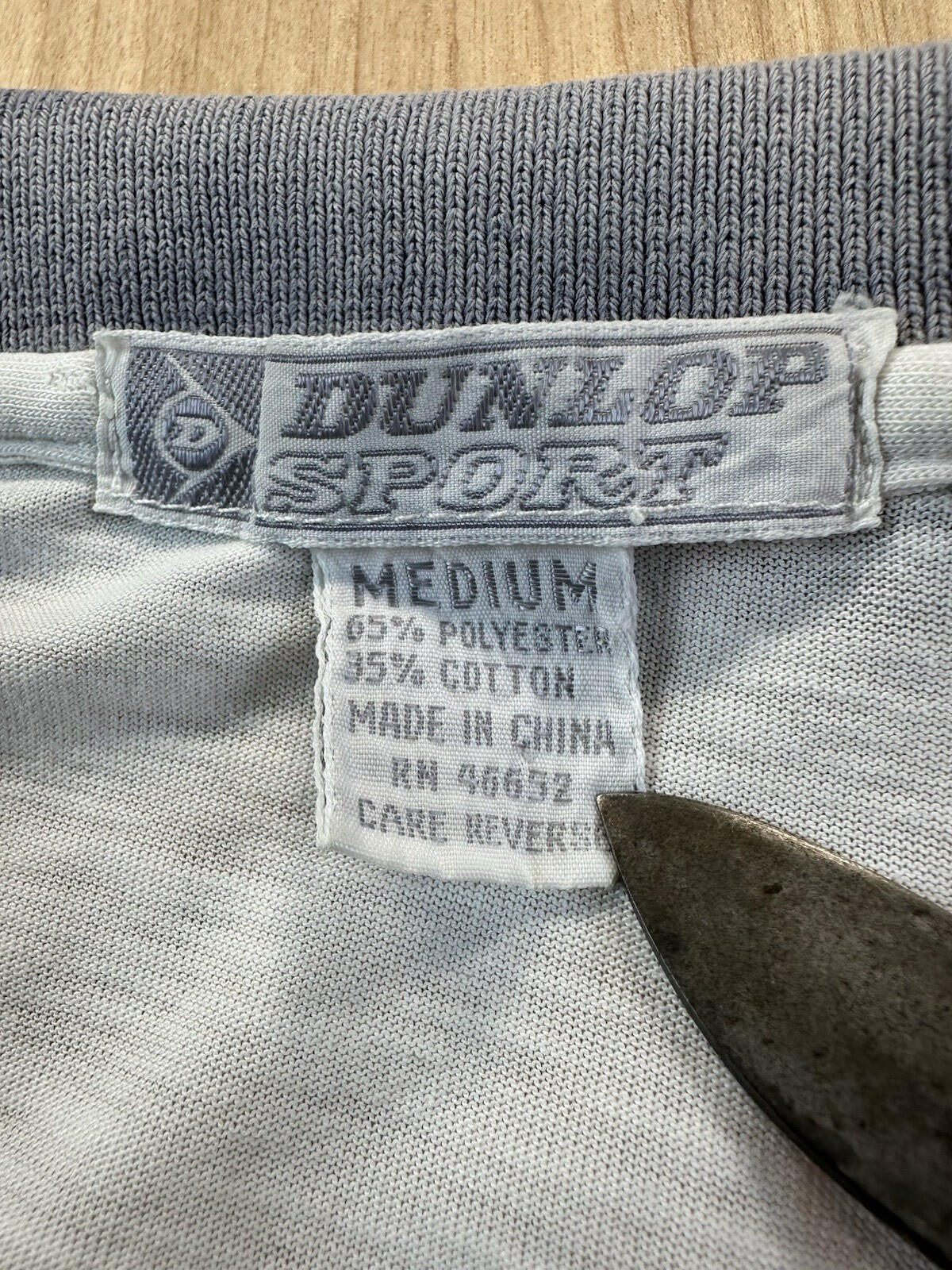 vintage 90's DUNLOP super faded POLO geometric design MEDIUM teal PURPLE preppy
