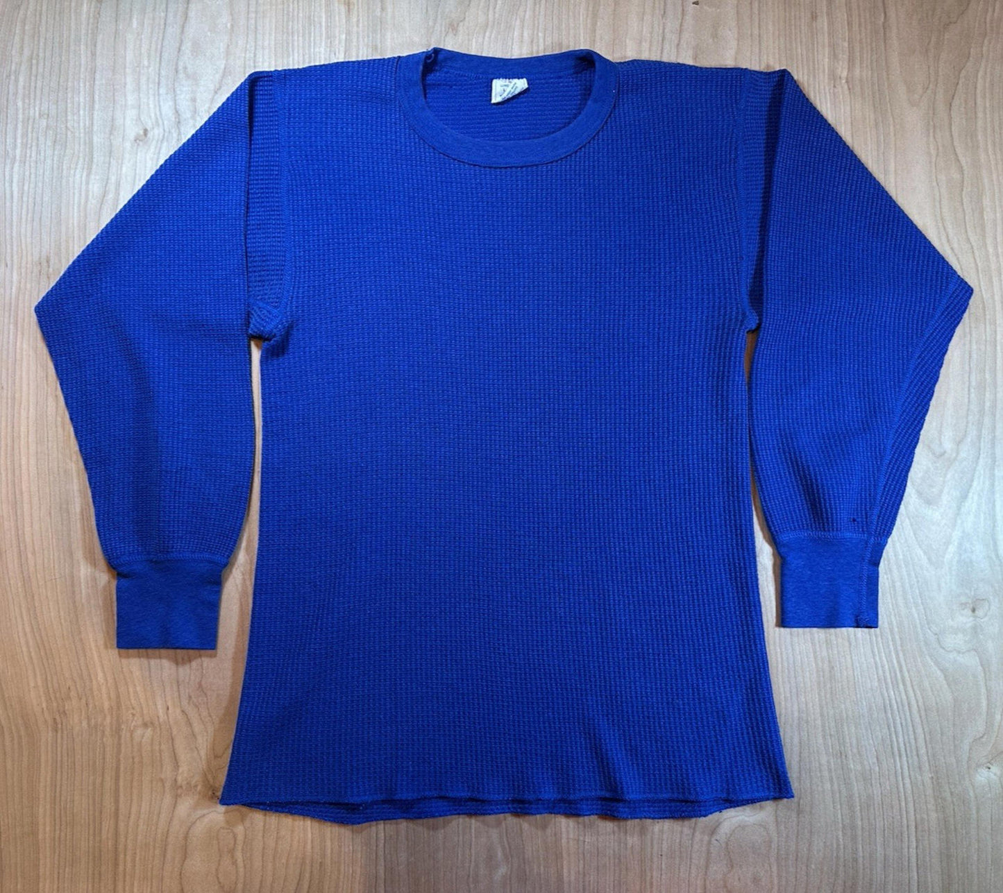 vintage 70's LONG JOHNS waffle top BLUE size LARGE super cool!