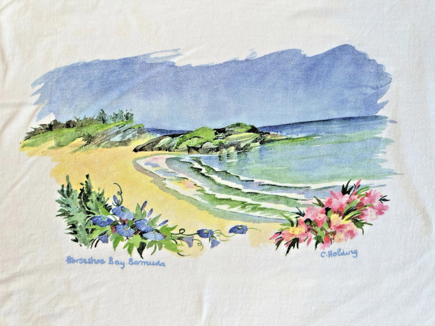 vintage BERMUDA horseshoe bay T SHIRT white XTRA LARGE beefy t !TOP SHIRT ALERT!