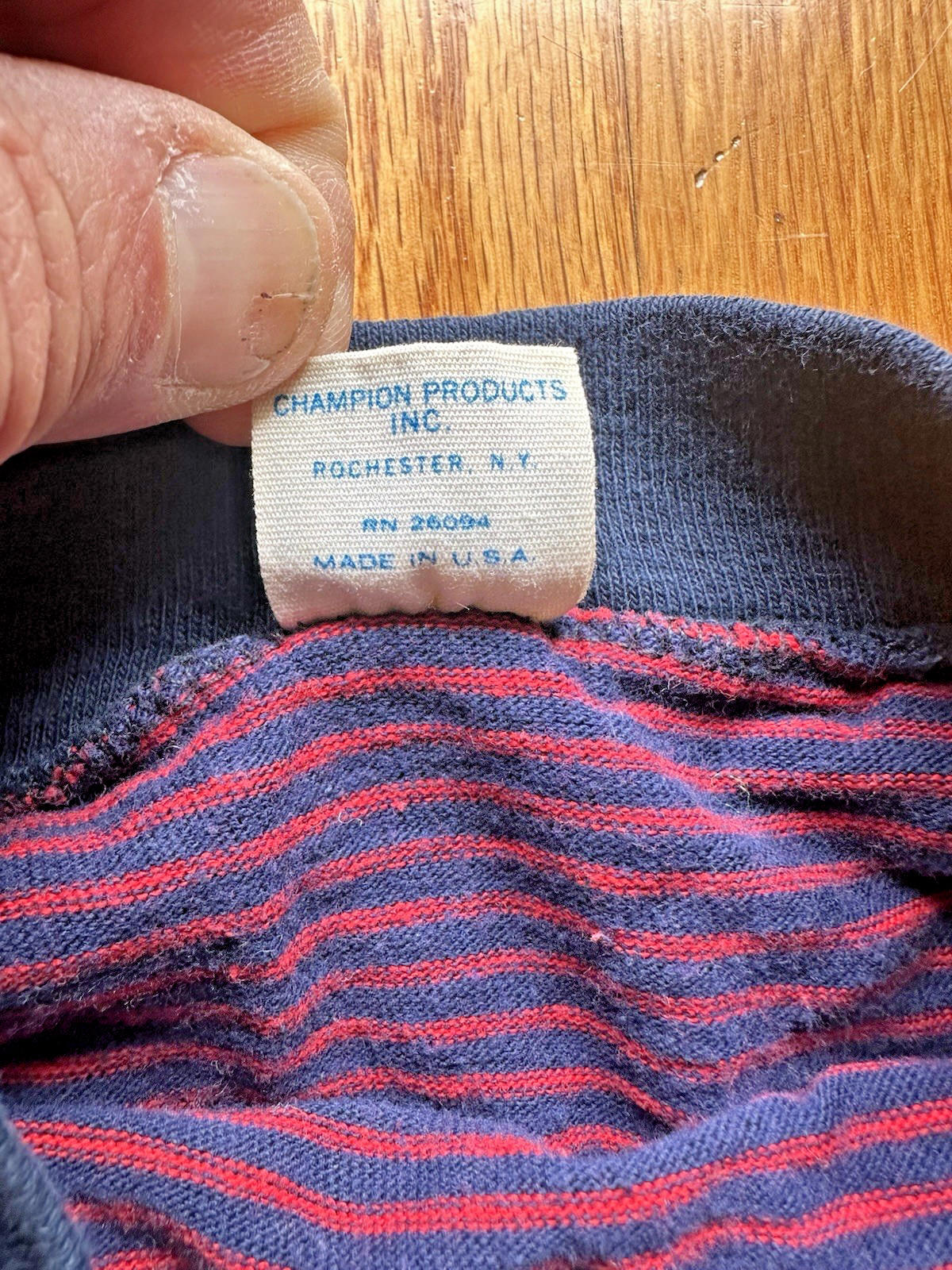 1969 CHAMPION vintage striped MONTCLAIR STATE UNIVERSITY shirt mock neck NJ
