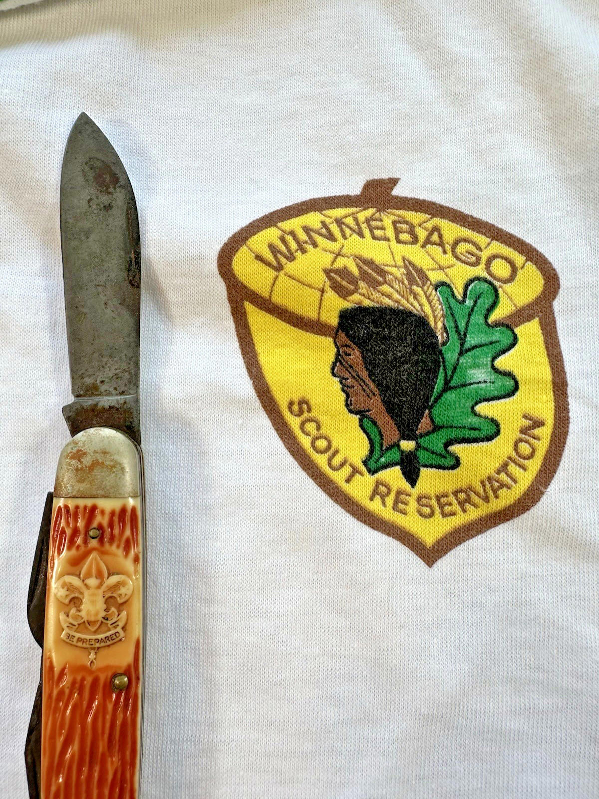 vintage 70's WINNEBAGO SCOUT RESERVATION camp ringer T SHIRT clean SMALL