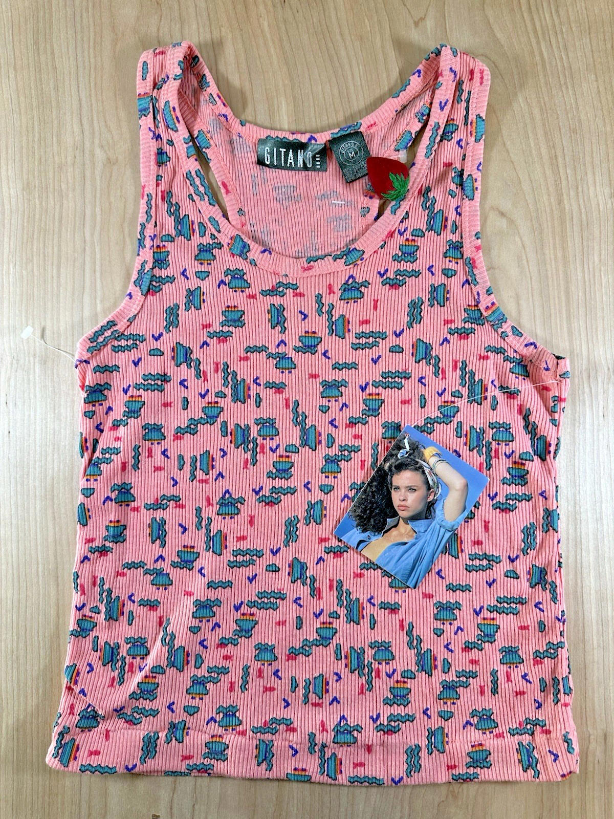 vintage 1987 GITANO printed TANK TOP deadstock WITH TAGS medium NEW WAVE punky
