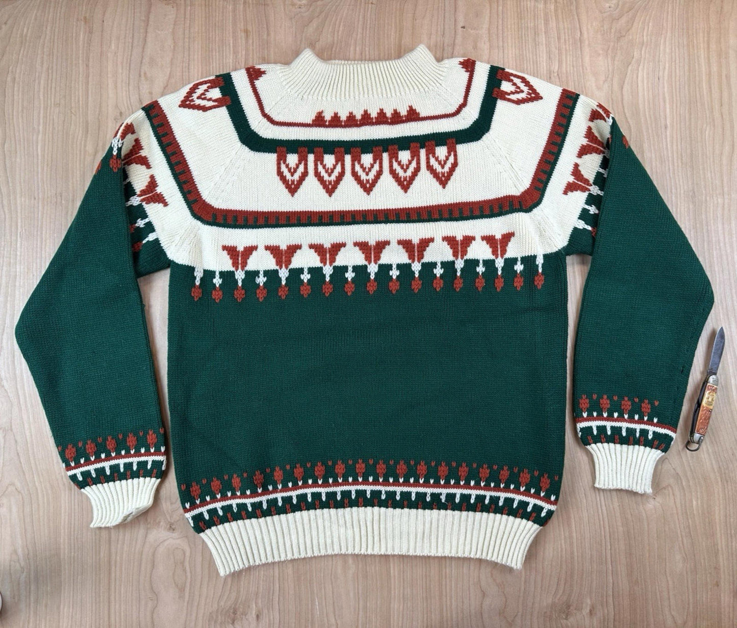 vintage 70's JCPENNY nordic FAIR ISLE fir label SWEATER large PREP gorp core