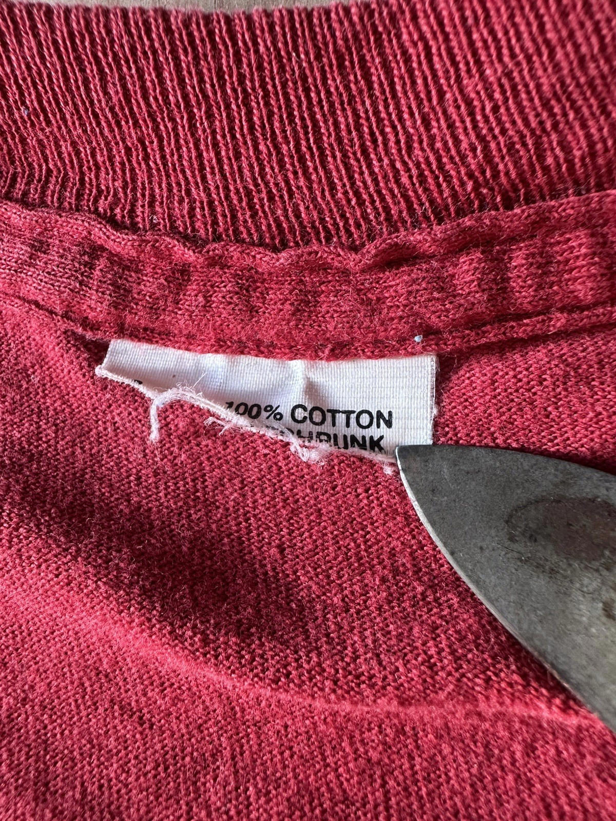 vintage 1980's FRUIT OF THE LOOM blank POCKET T SHIRT fire engine red LARGE