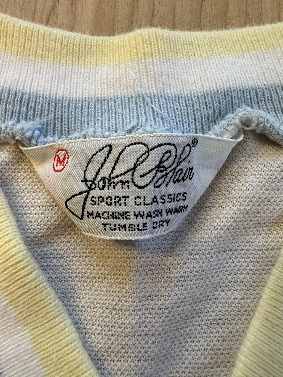 vintage 1970's JOHN BLAIR sports classics V NECK knit white MEDIUM fresh