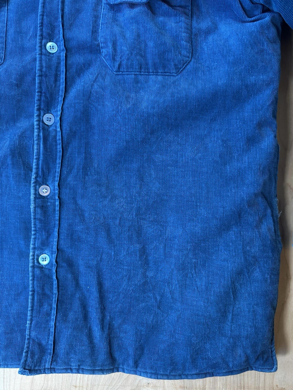 vintage 80's BACK PACKER blue CORDOROY quilted BUTTON UP pocket FIELD COAT gorp