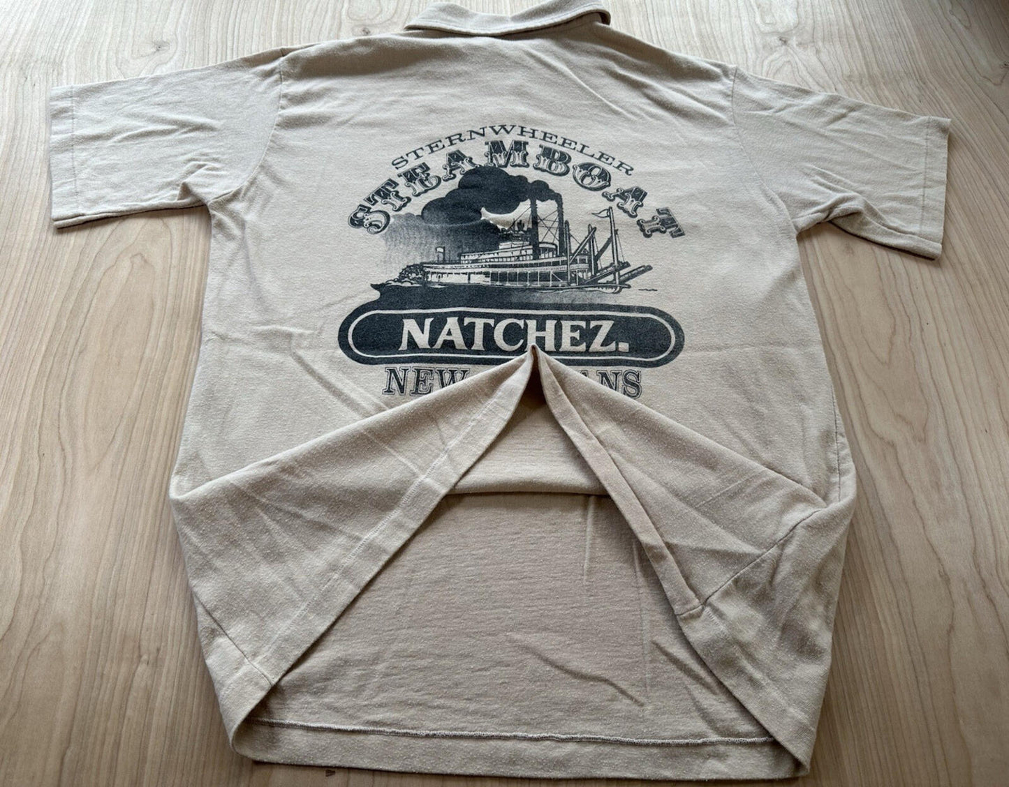 vintage 70's STEAMBOAT shirt NEW ORLEANS natchez LARGE pocket 2 sided RARE