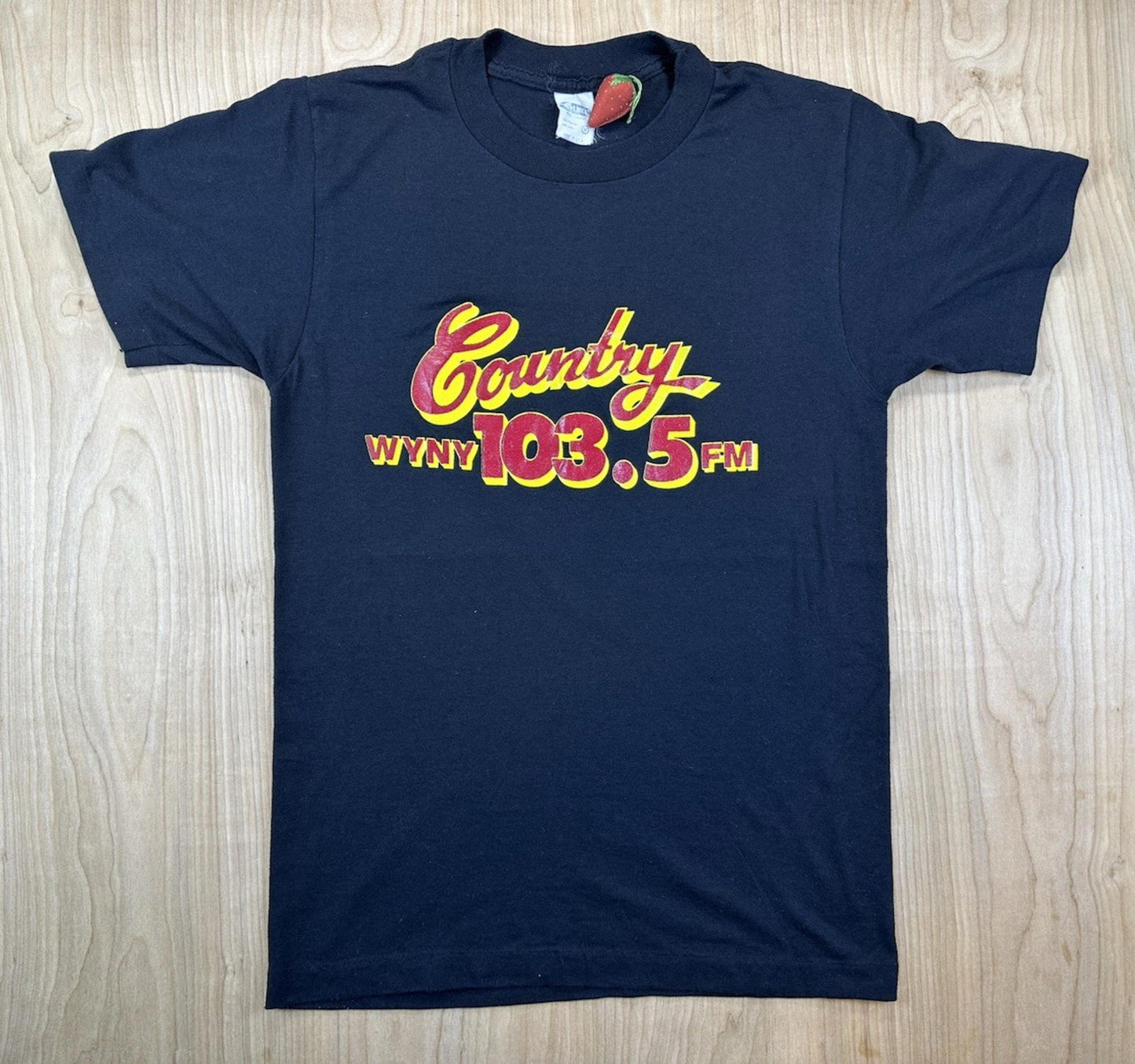 vintage 1988 NYC COUNTRY RADIO STATION t shirt wyny 103.5 FM ched tag BLACK med