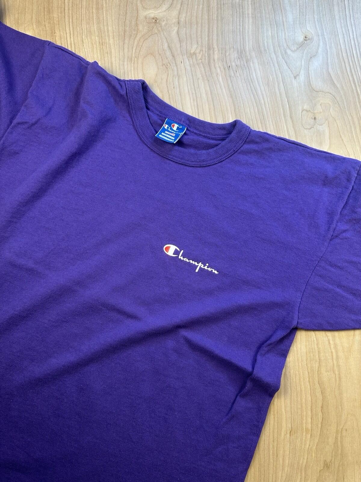 vintage 80's CHAMPION logo T SHIRT purple ALL COTTON made in USA xtra large