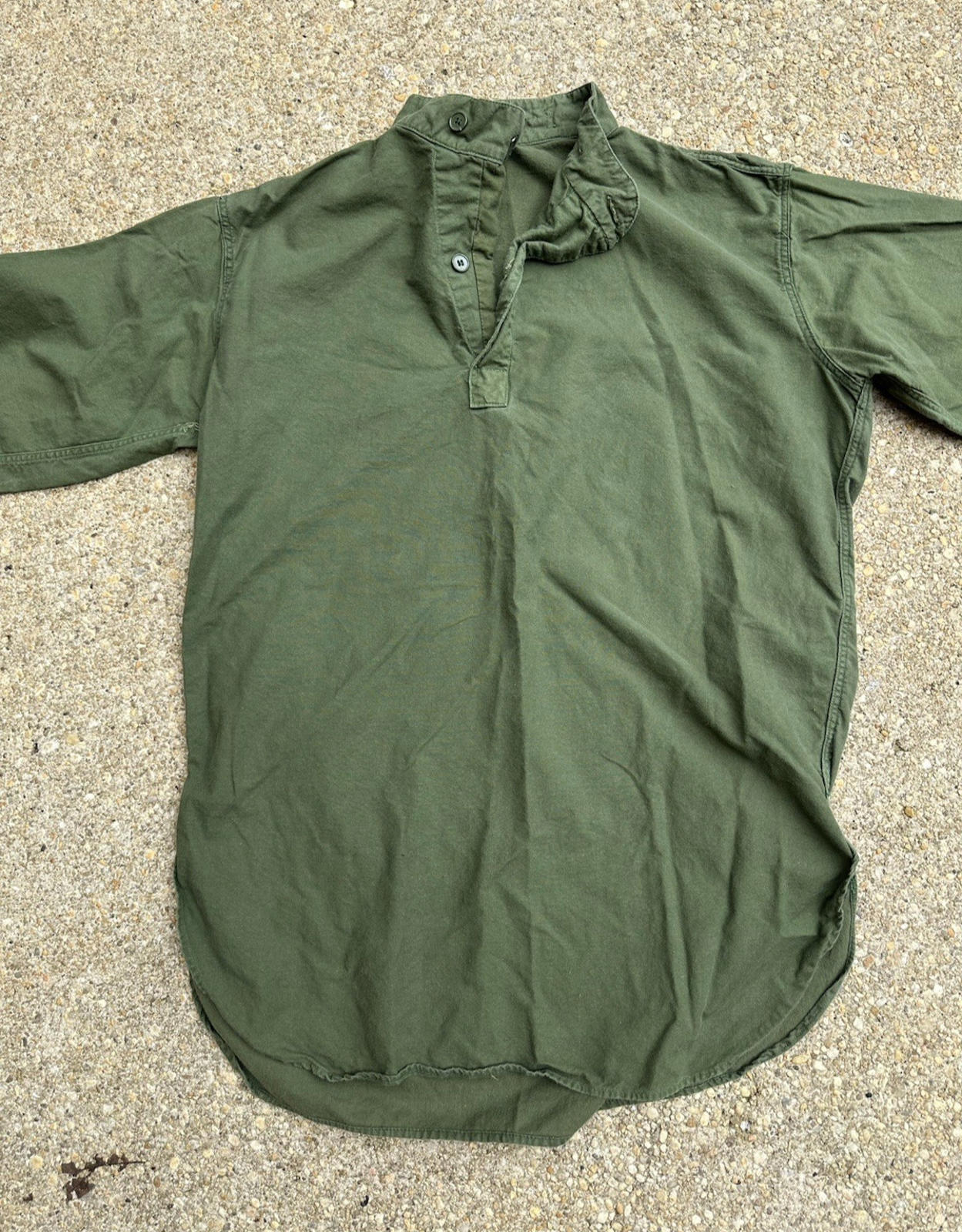 vintage military longsleeve POPOVER large PREPPY gorpcore MANDARIN type collar