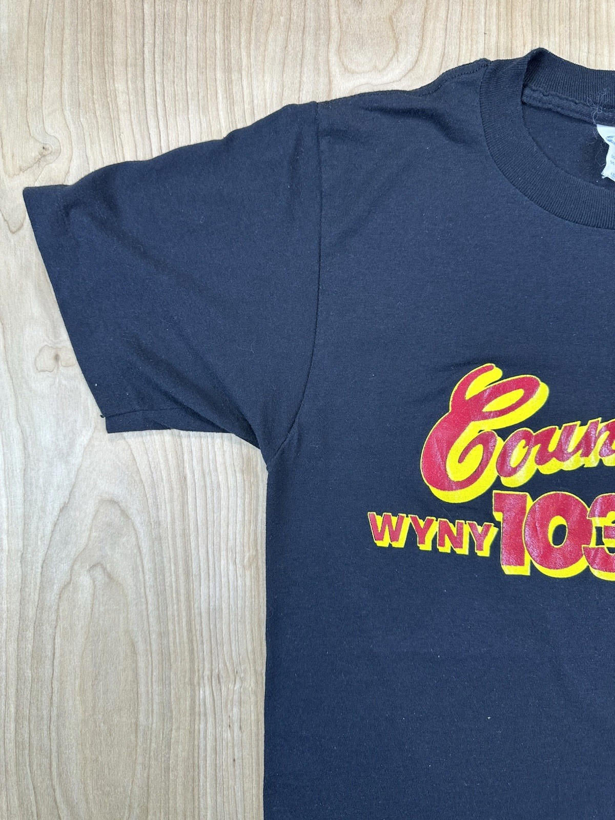vintage 1988 NYC COUNTRY RADIO STATION t shirt wyny 103.5 FM ched tag BLACK med