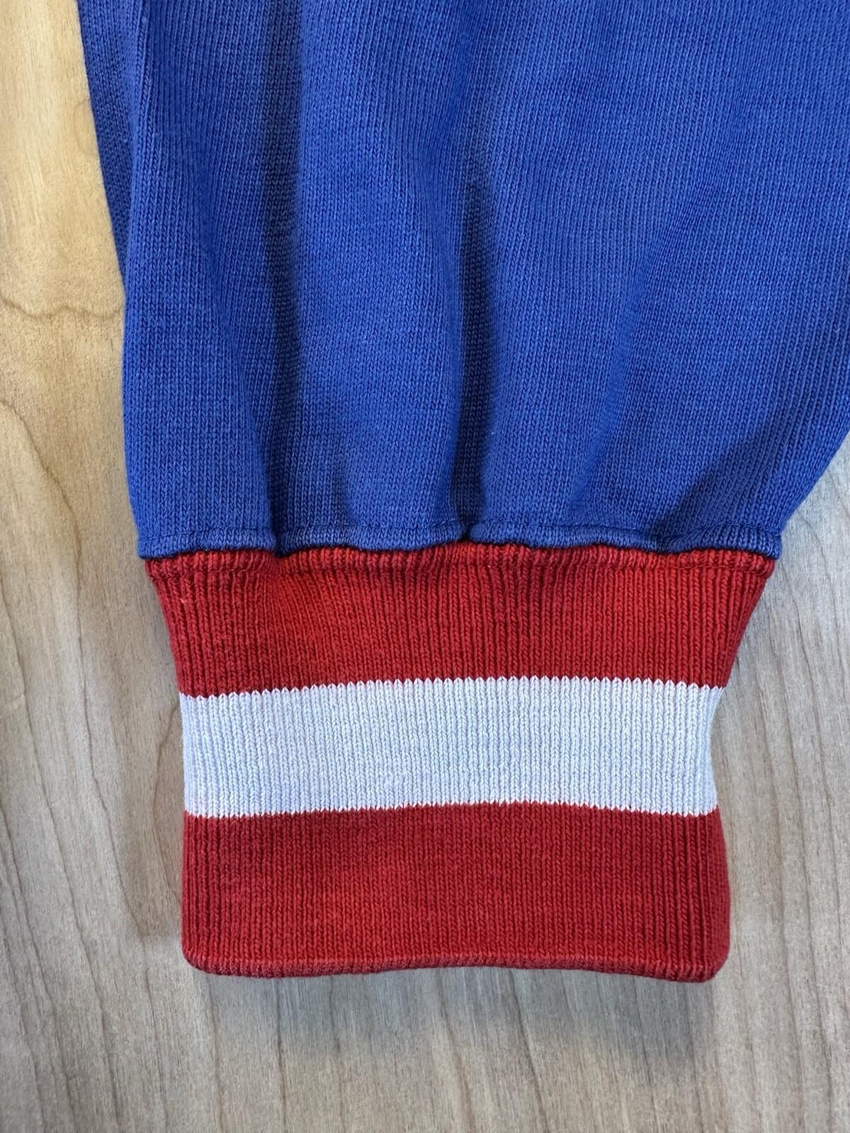 vintage POLO crewneck SWEATSHIRT red white blue STRIPE pockets XTRA LARGE