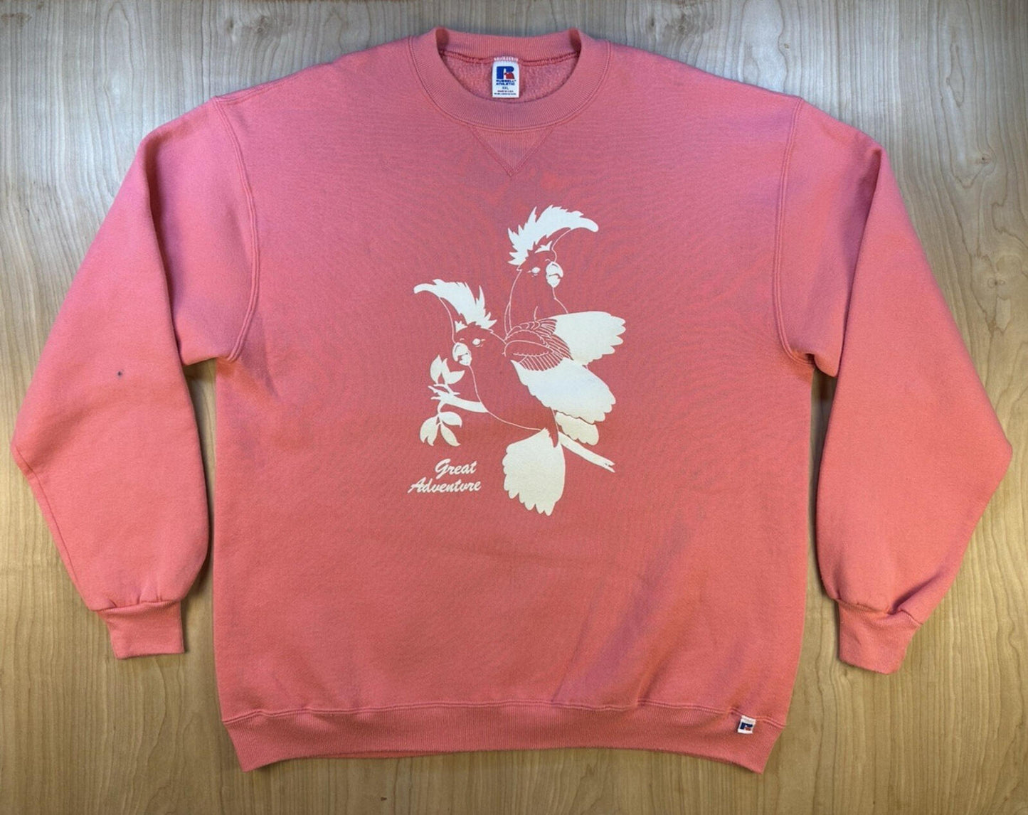 vintage 80's GREAT ADVENTURE sweatshirt RUSSELL ATHLETIC USA made XXL pink