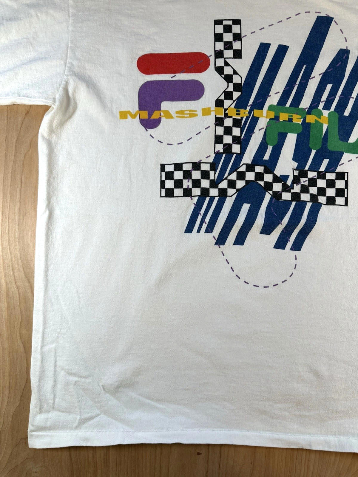vintage 90's FILA MASHBURN t shirt LARGE white TORN rad BASKETBALL sneakers