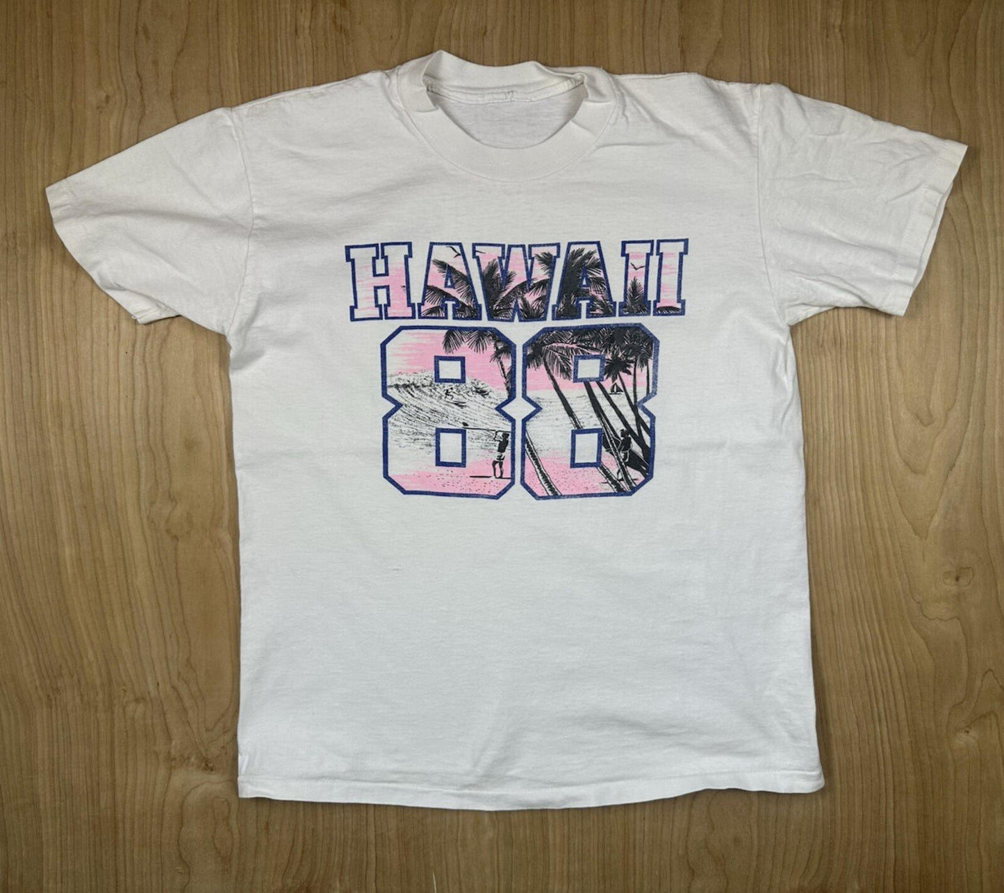 vintage 1988 HAWAII surfing T SHIRT tourist BEACH WARE skateboarding SMALL white