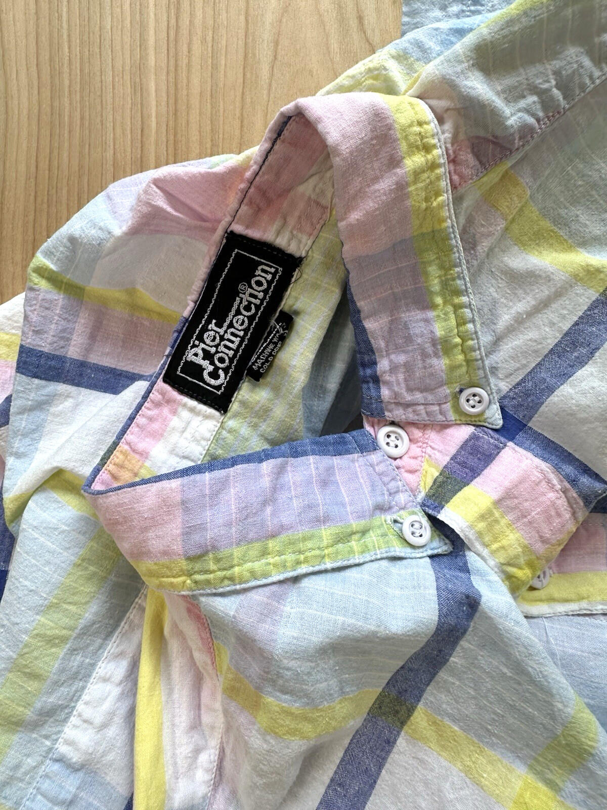 vintage 80's-90's SUMMER PLAID button up SHORT SLEEVE collar MADRAS preppy