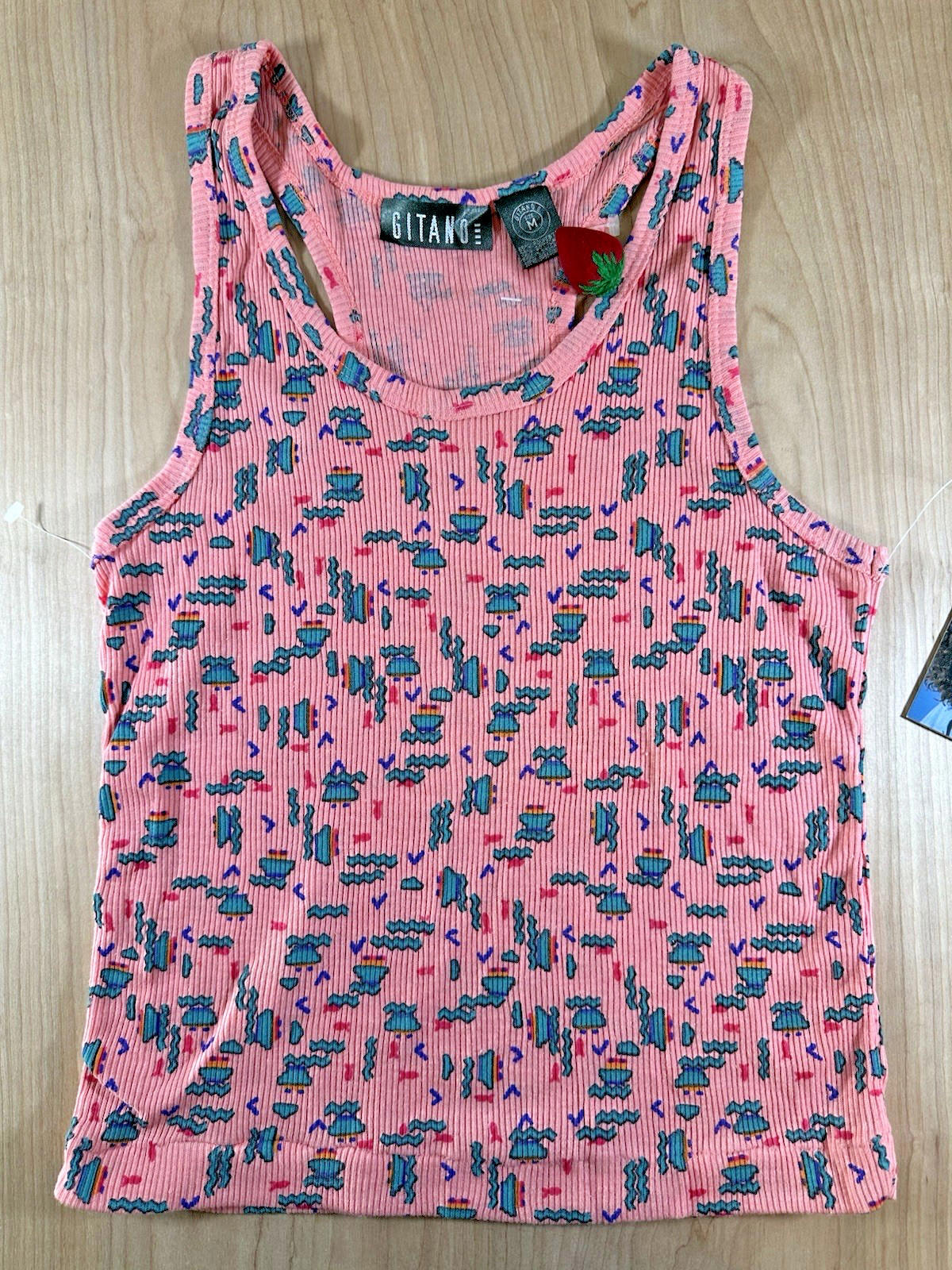 vintage 1987 GITANO printed TANK TOP deadstock WITH TAGS medium NEW WAVE punky