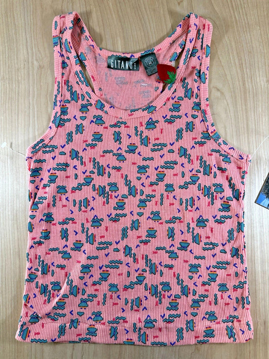 vintage 1987 GITANO printed TANK TOP deadstock WITH TAGS medium NEW WAVE punky