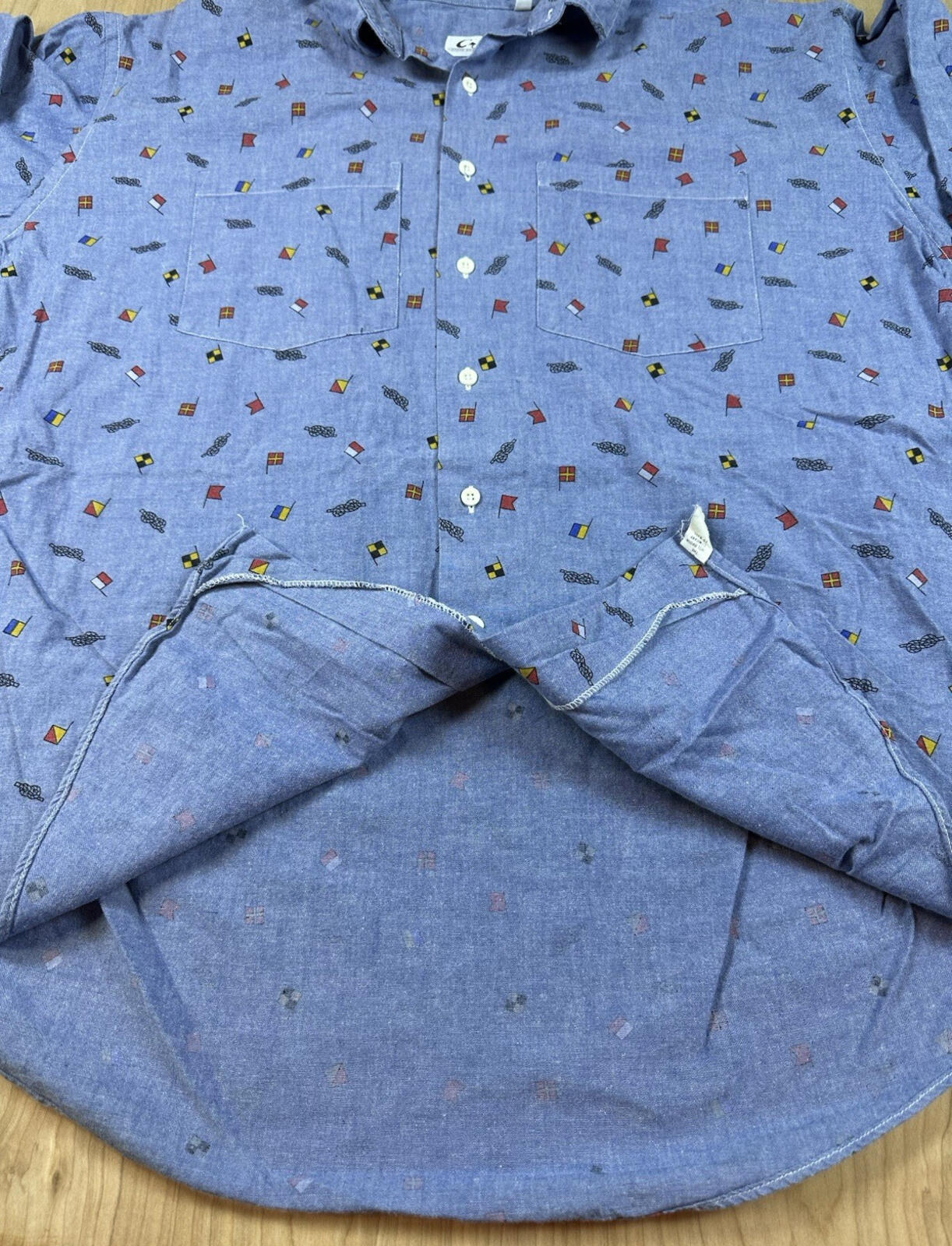 vintage 80's CHAMBRAY nautical theme BUTTON DOWN xtra large CREGOS stone harbor