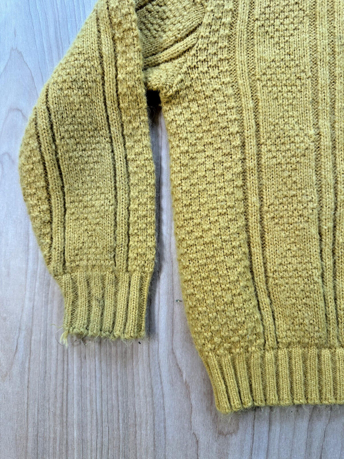 vintage kid size mustard yellow BOY SCOUT SWEATER mock neck home made 1970's