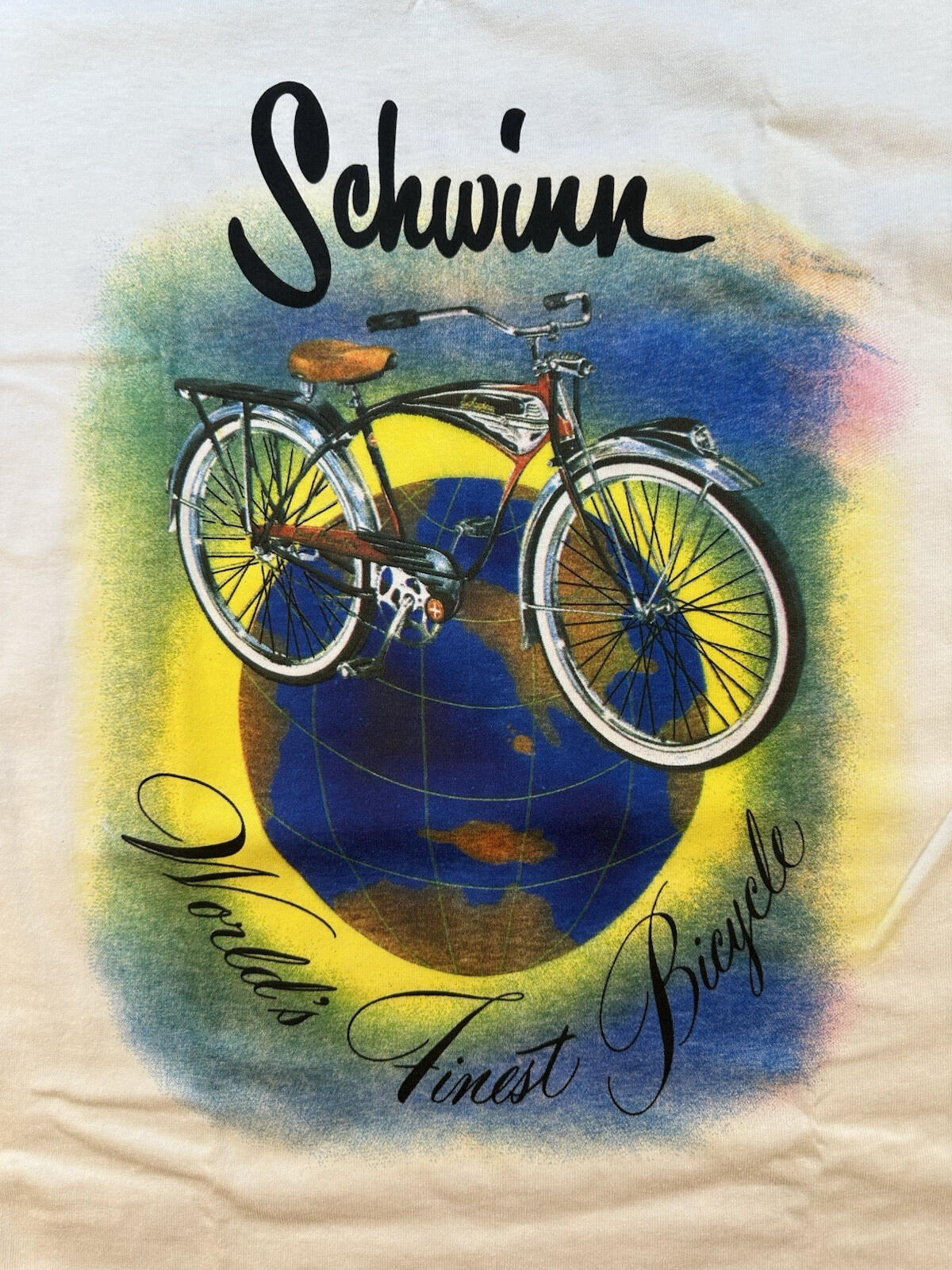 vintage 1990 SCHWINN BLACK PHANTOM RIDES AGAIN t shirt white NEVER WORN biking
