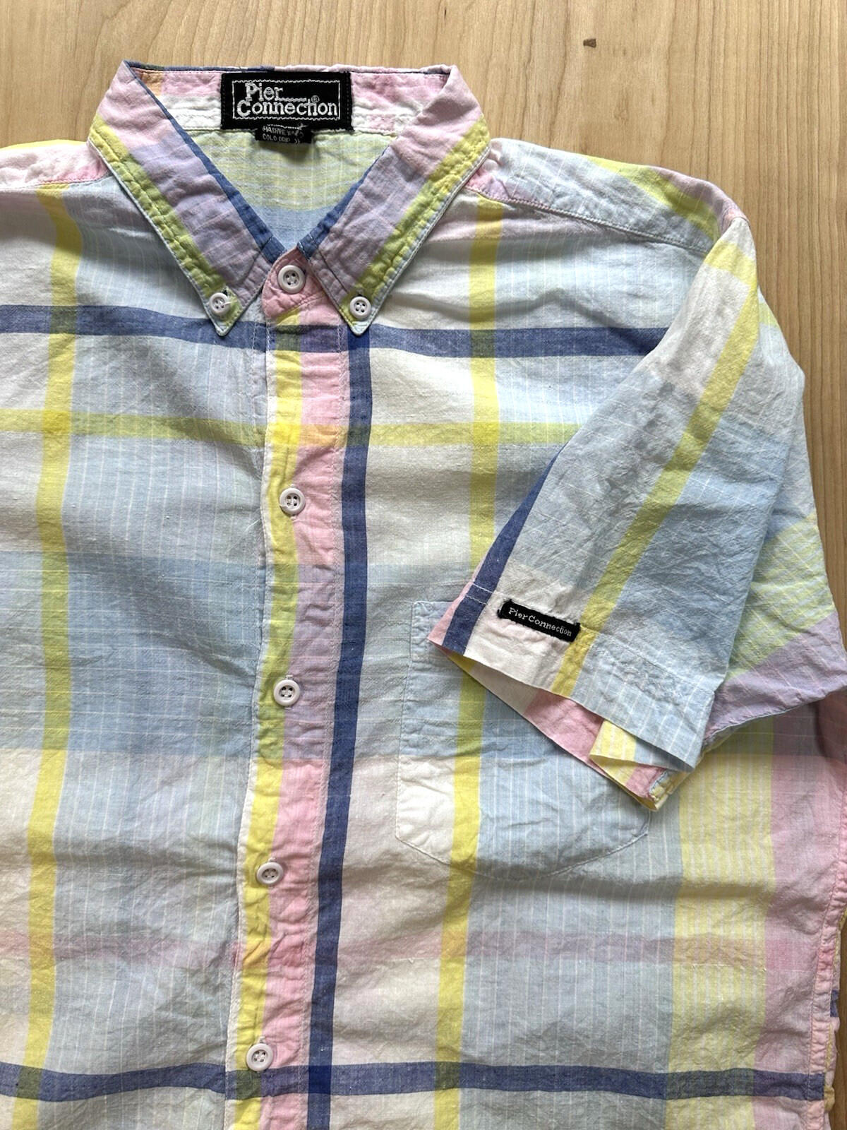 vintage 80's-90's SUMMER PLAID button up SHORT SLEEVE collar MADRAS preppy