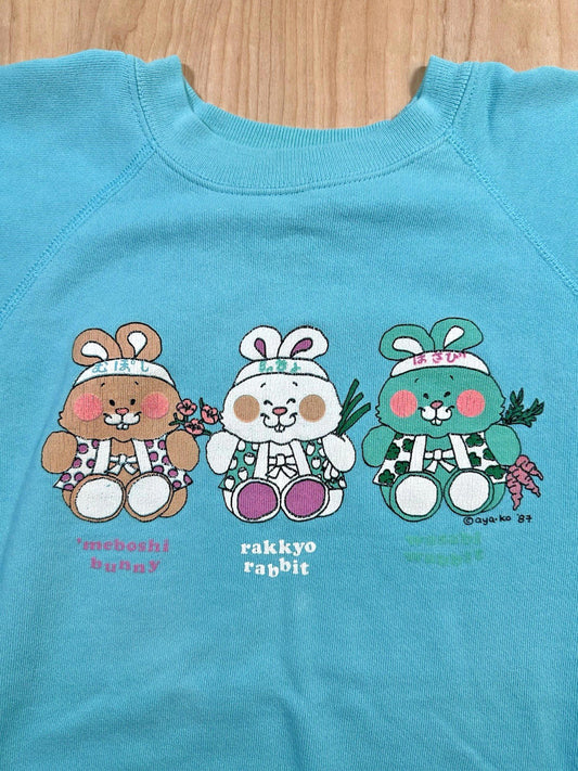 vintage 1987 japanese bunny rabbit CUTE SWEATSHIRT hanes L KAWAII aya-ko MOCHI