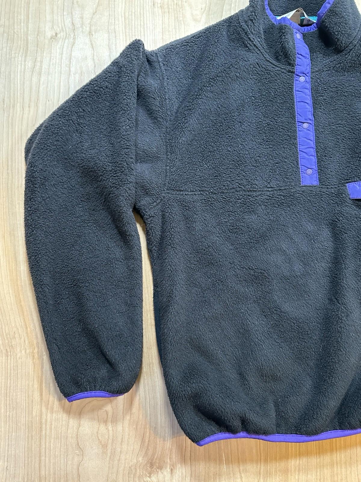 vintage 1980's EASTERN MOUNTAIN SPORTS fleece pullover BLACK womans purple MED