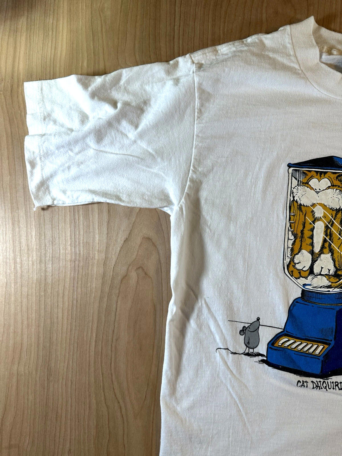 vintage 1986 CAT IN BLENDER cat daquiri MONTEREY california CARTOON T SHIRT